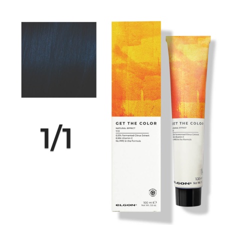 Стойкая краска для волос профессиональная Elgon Get the Color New 1/1 Иссиня Черный, 100 мл