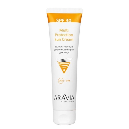 Cолнцезащитный увлажняющий крем для лица Multi Protection Sun Cream SPF 30 Aravia Professional, 100 мл
