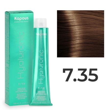 Крем-краска Kapous Hyaluronic Acid 7/35 Блонд Золотистый махагон 100 мл